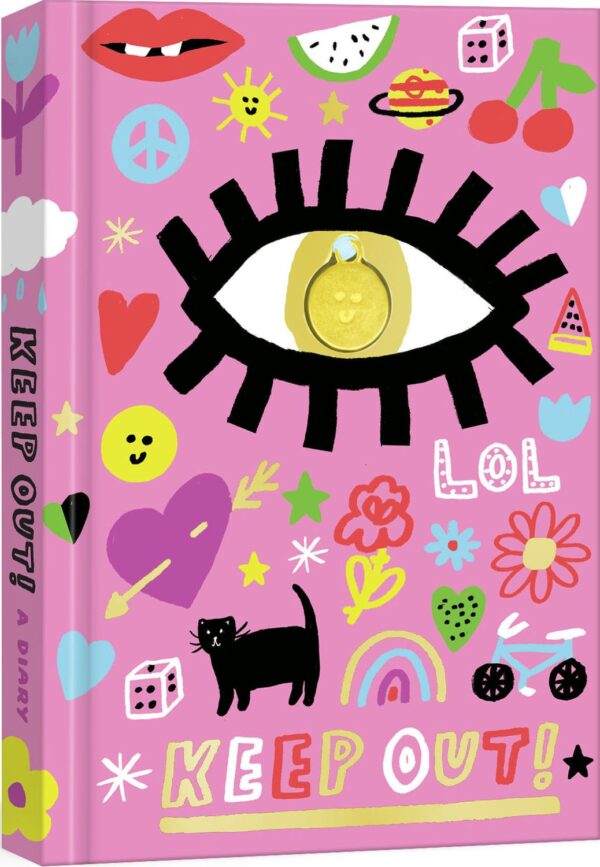 Keep Out! A Nostalgic '90s Diary with Smiley Face Charm and Stickers