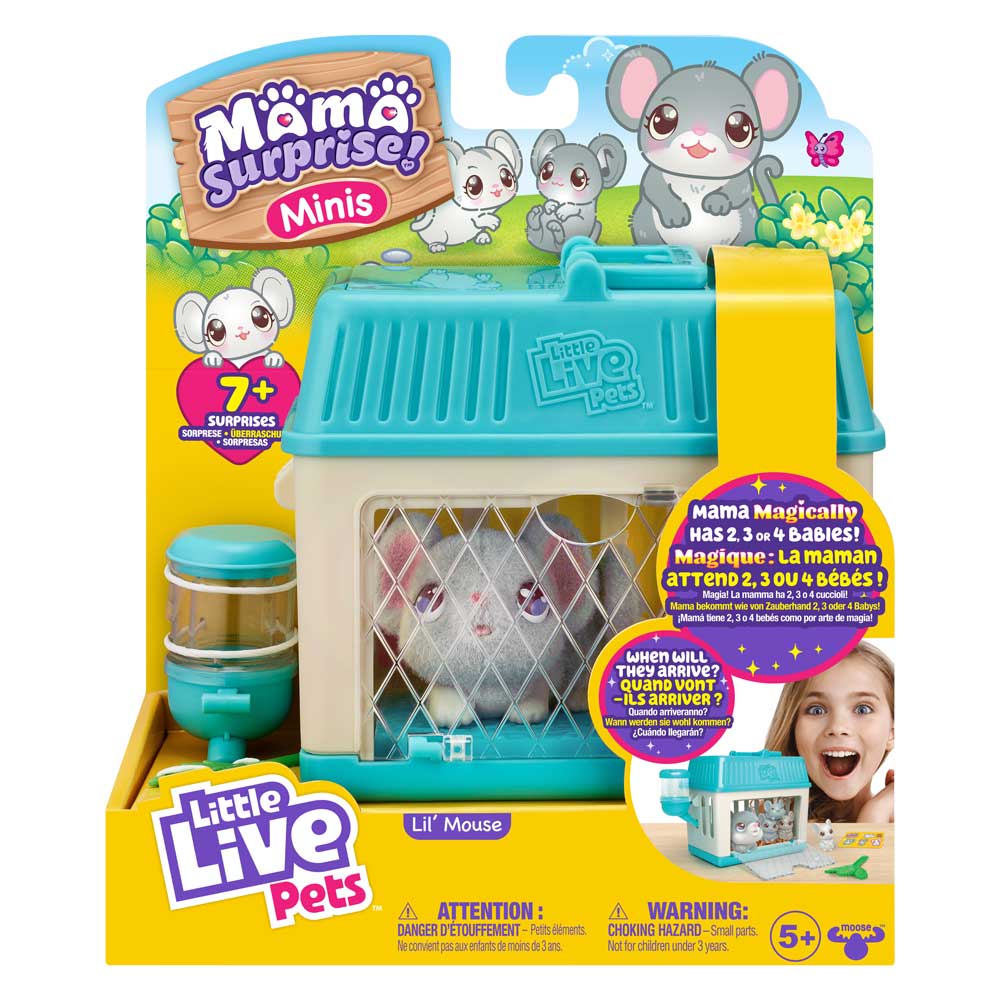 MOOSE Little Live Pets Къщичка с мишле и бебета изненади Mama Surprise Minis