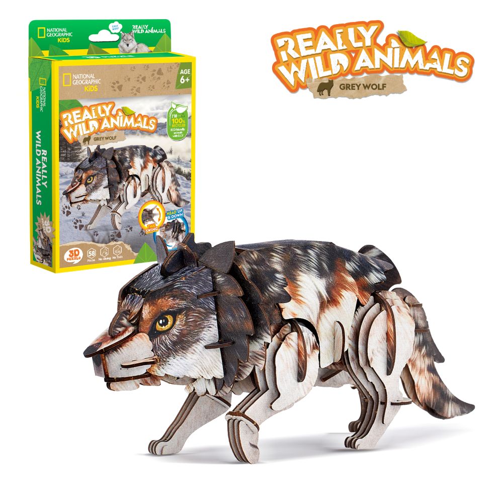 CubicFun Пъзел 3D Wild Animals Сив вълк 58ч.