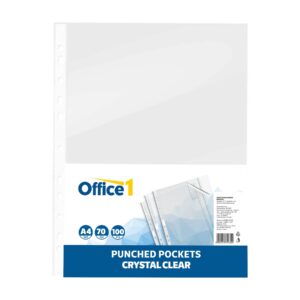 Office 1 Джоб за документи, A4, 70 µm, кристал, 100 броя