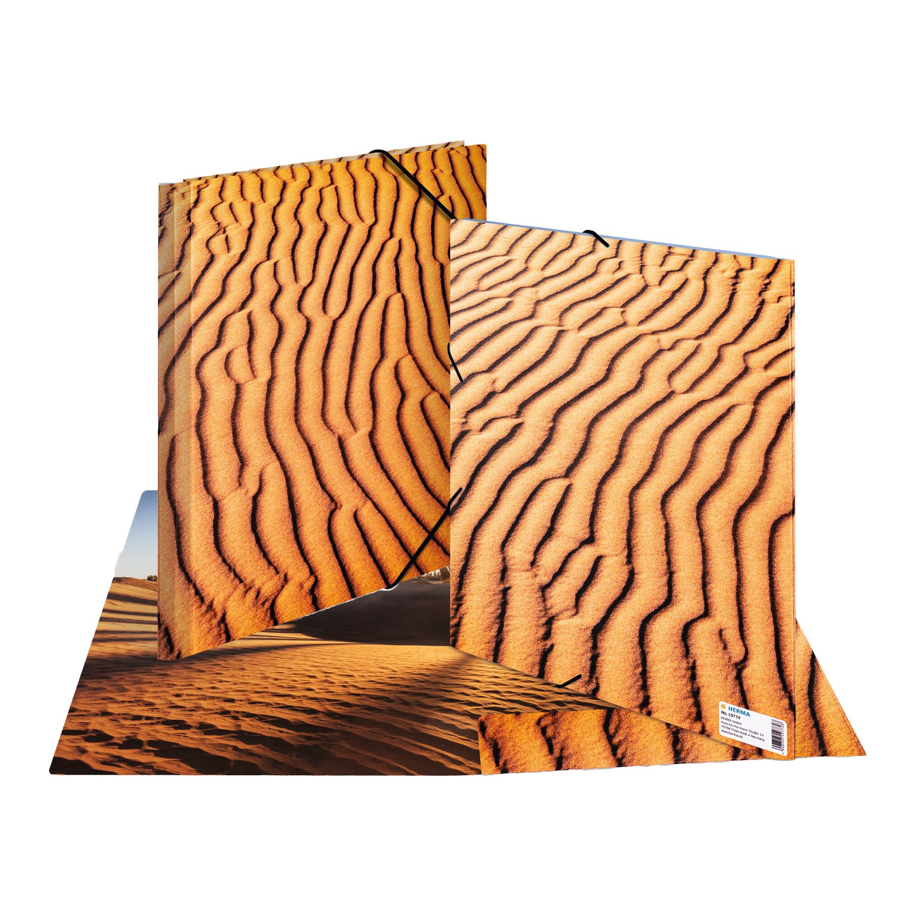 Herma Папка Nature, картонена, с ластик, A4, пясък - Image 3