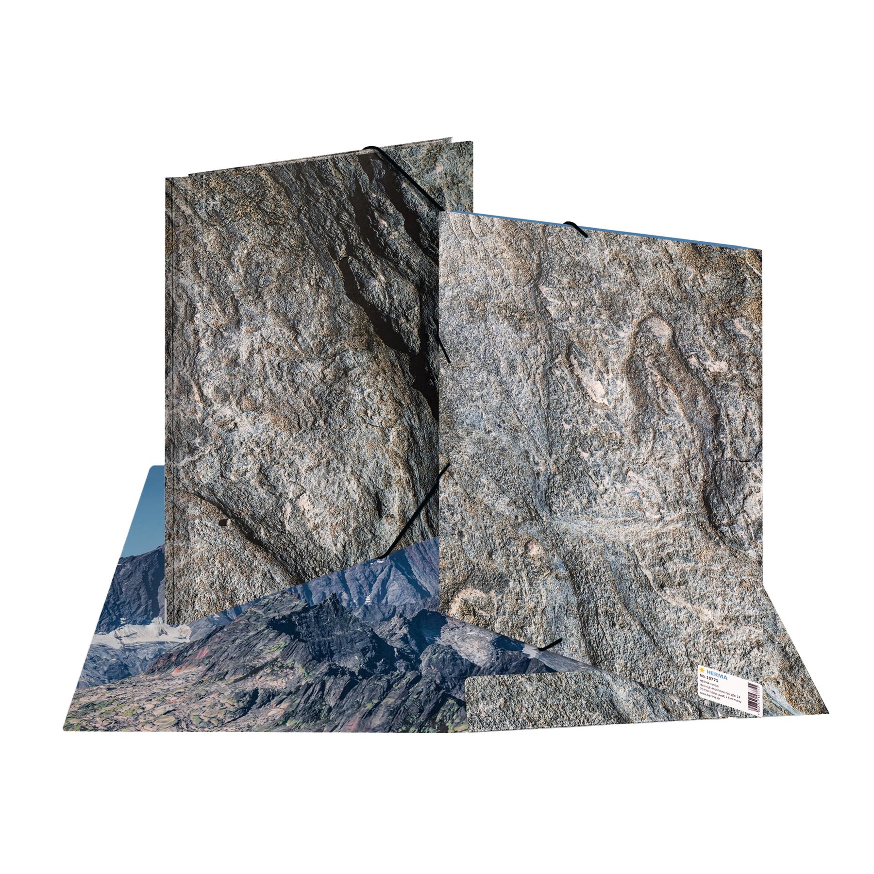 Herma Папка Nature, картонена, с ластик, A4, камък - Image 3