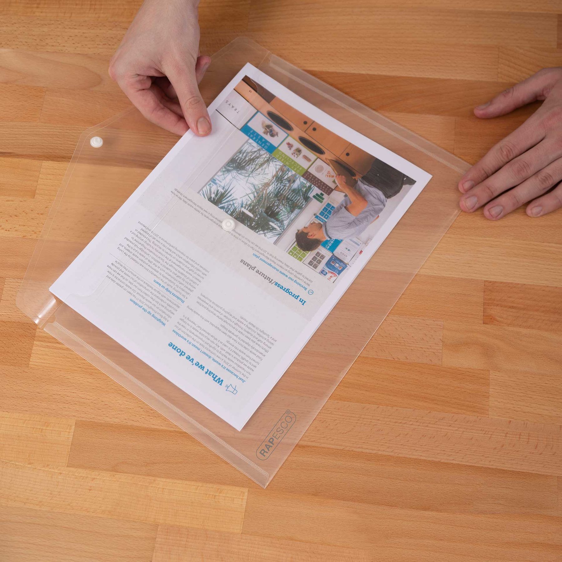 Rapesco Папка Eco, PP, с копче, A4, прозрачна - Image 3