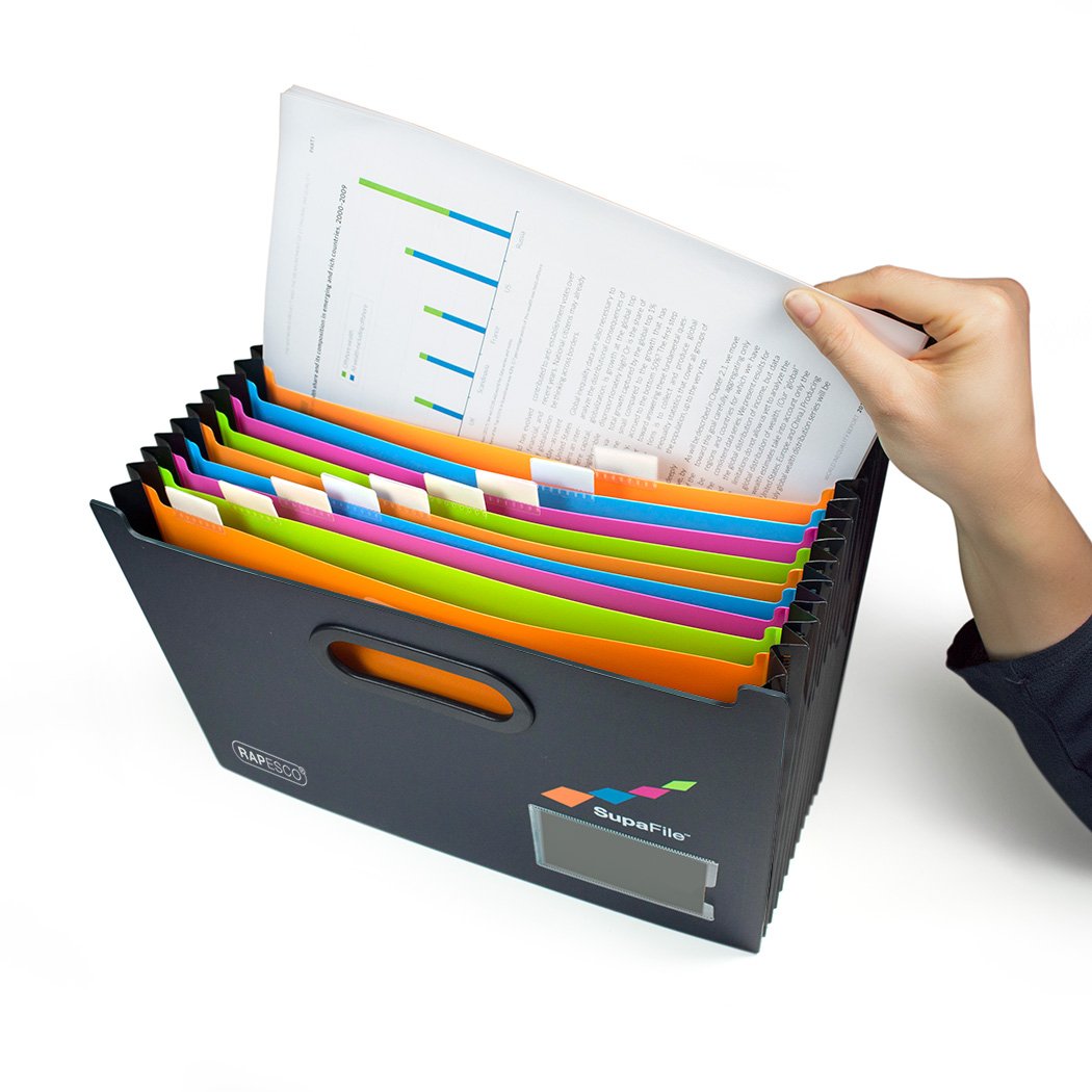 Rapesco Папка Germ-Savvy Supafile, тип хармоника, с 13 отделения, черна - Image 6