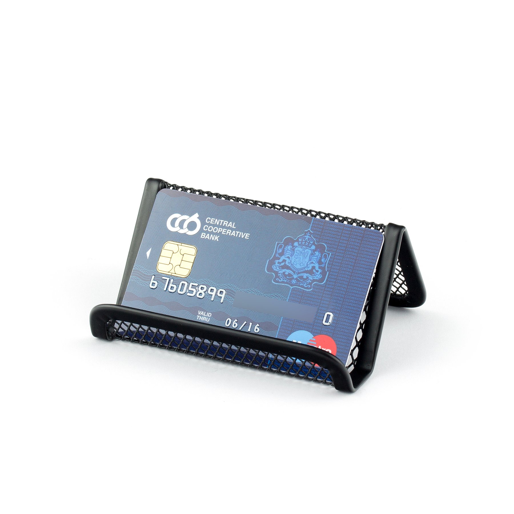 Office 1 Поставка за визитки, мрежеста, метална, черна - Image 2