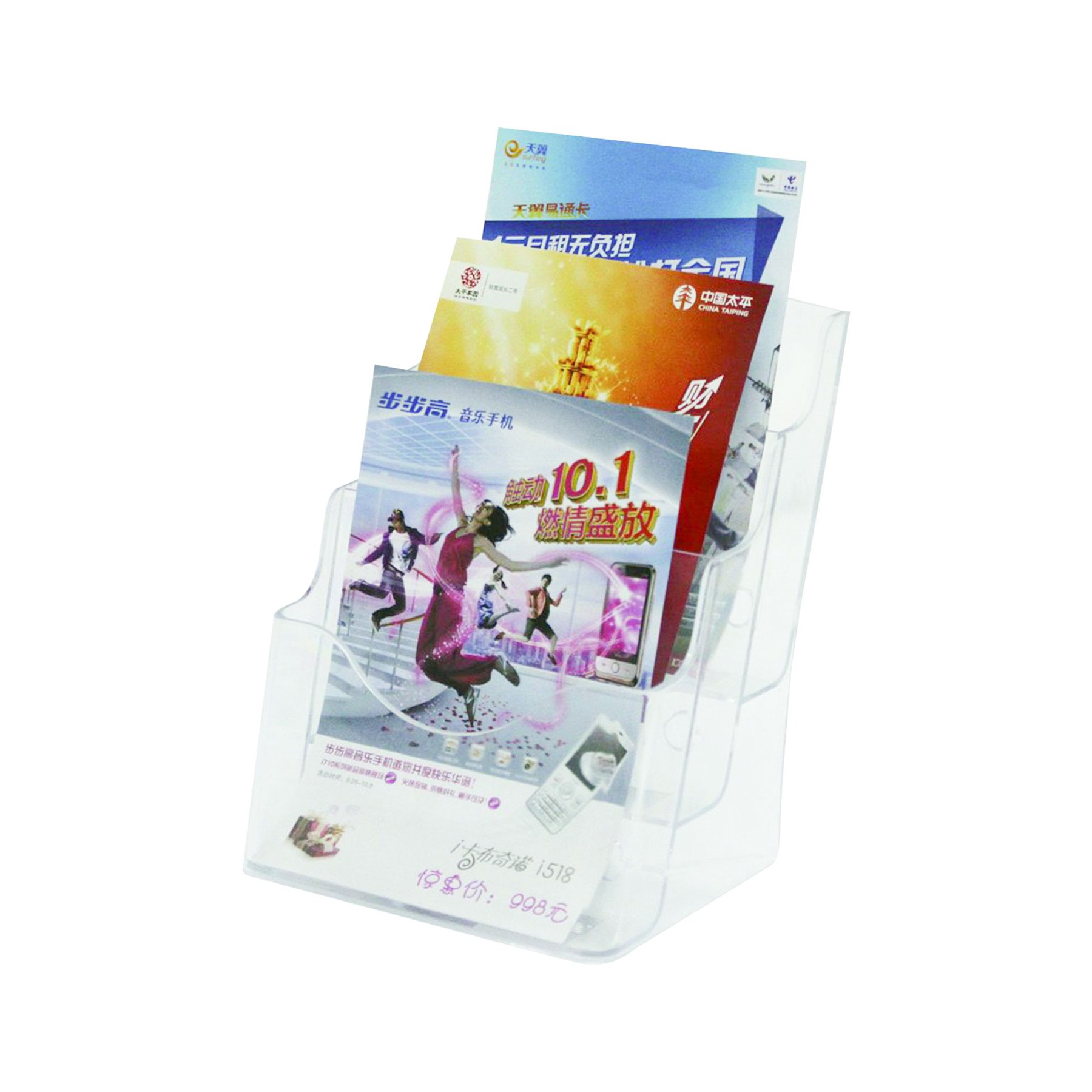 KEJEA Поставка за брошури, с три позиции, вертикална, 99 х 210 mm, прозрачна - Image 2