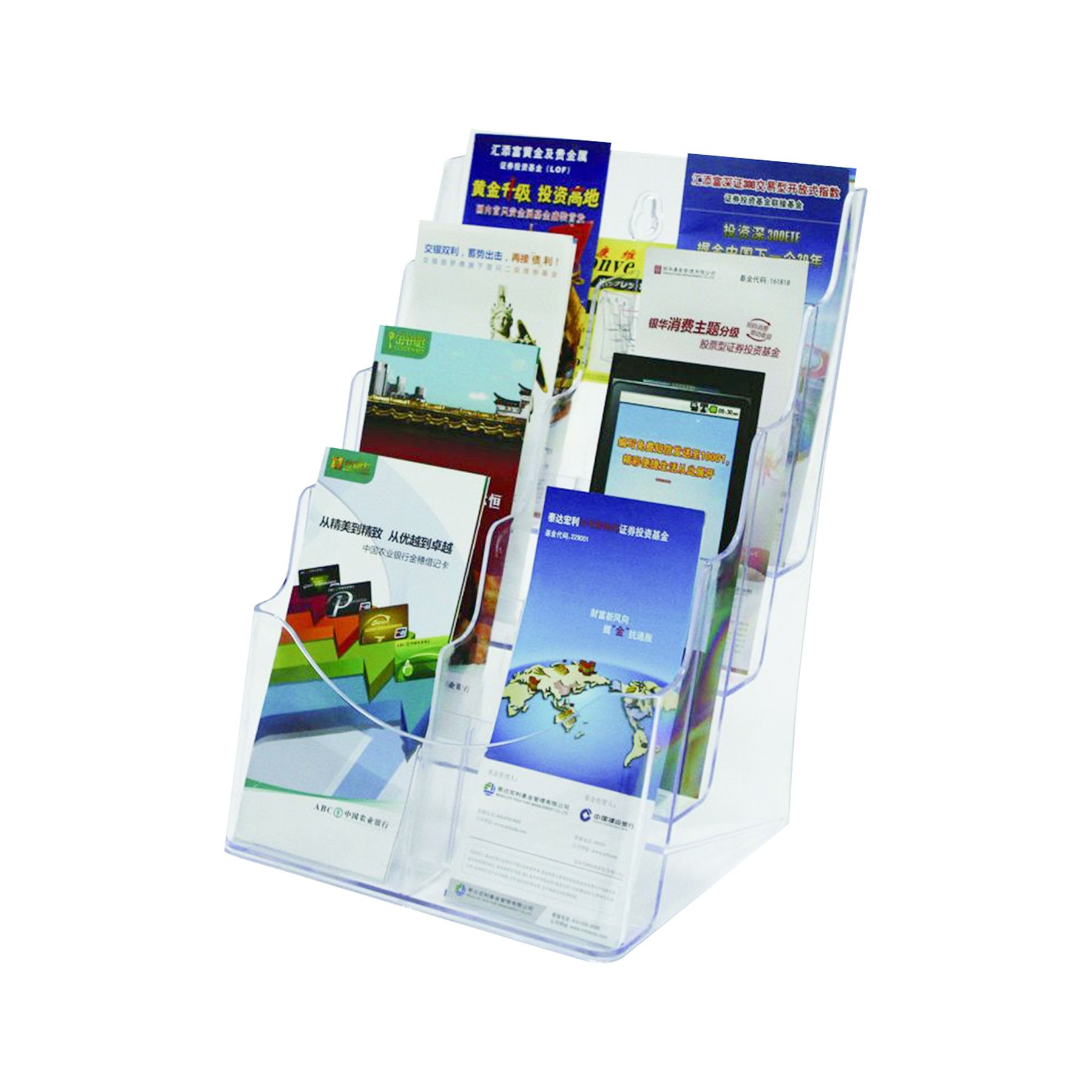 KEJEA Поставка за брошури, с четири позиции, вертикална, А4, прозрачна - Image 2