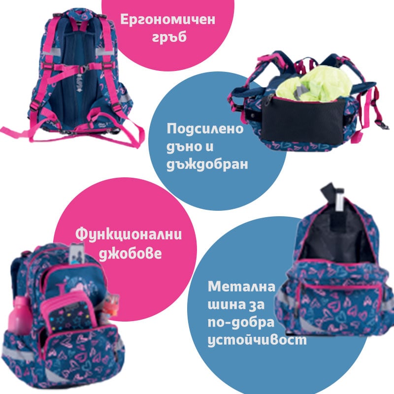 Pulse Раница Anatomic Kitty Love, синьо-розова - Image 2