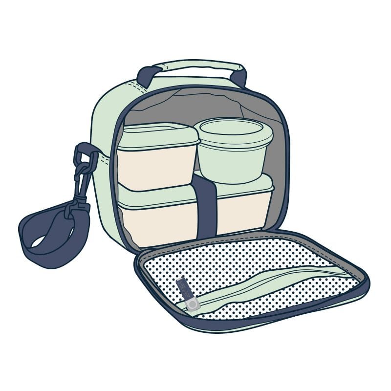 Milan Чанта за храна 1918, с 3 кутии, зелена - Image 3