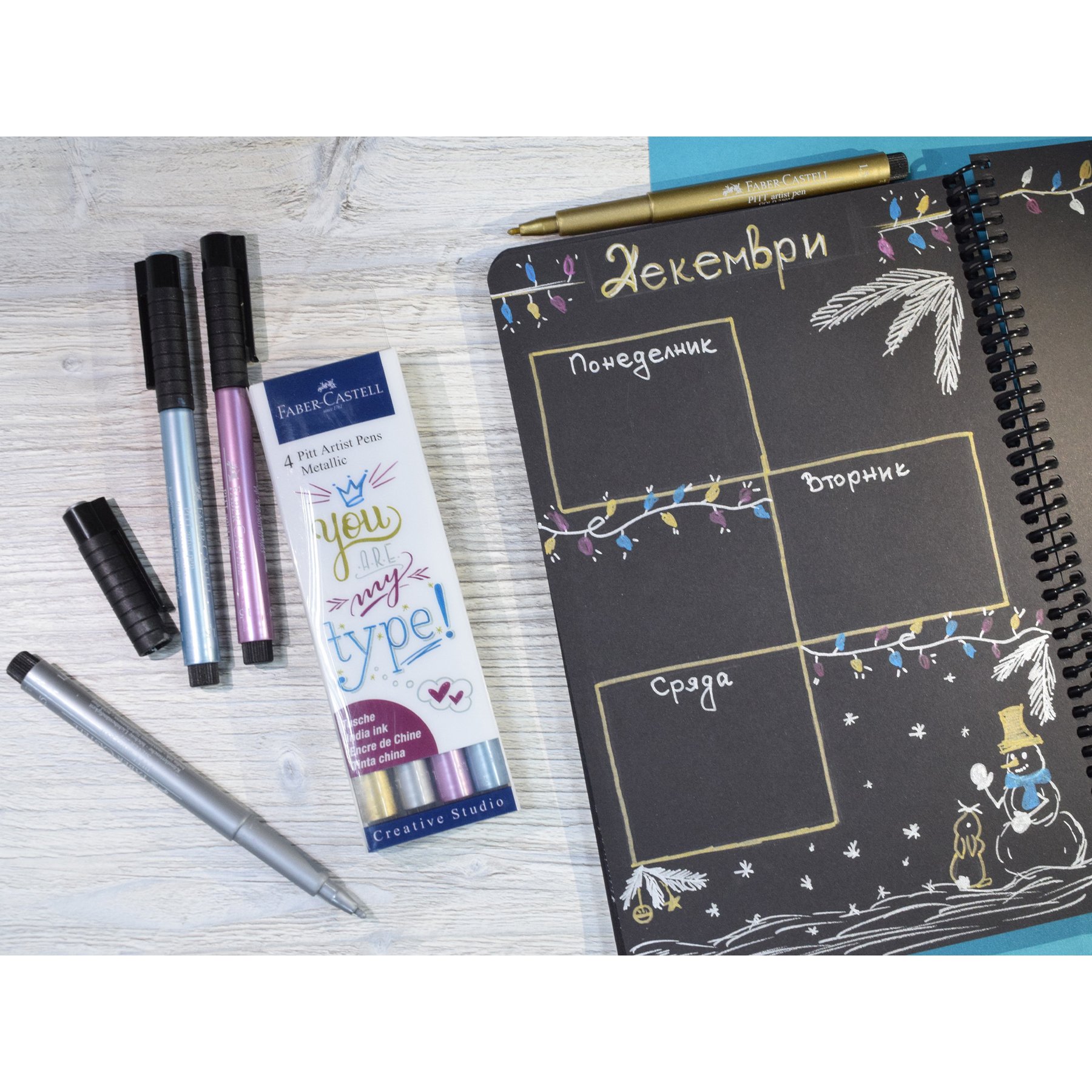 Faber-Castell Маркер Pitt Artist, Creative Studio, металик, 4 цвята - Image 4