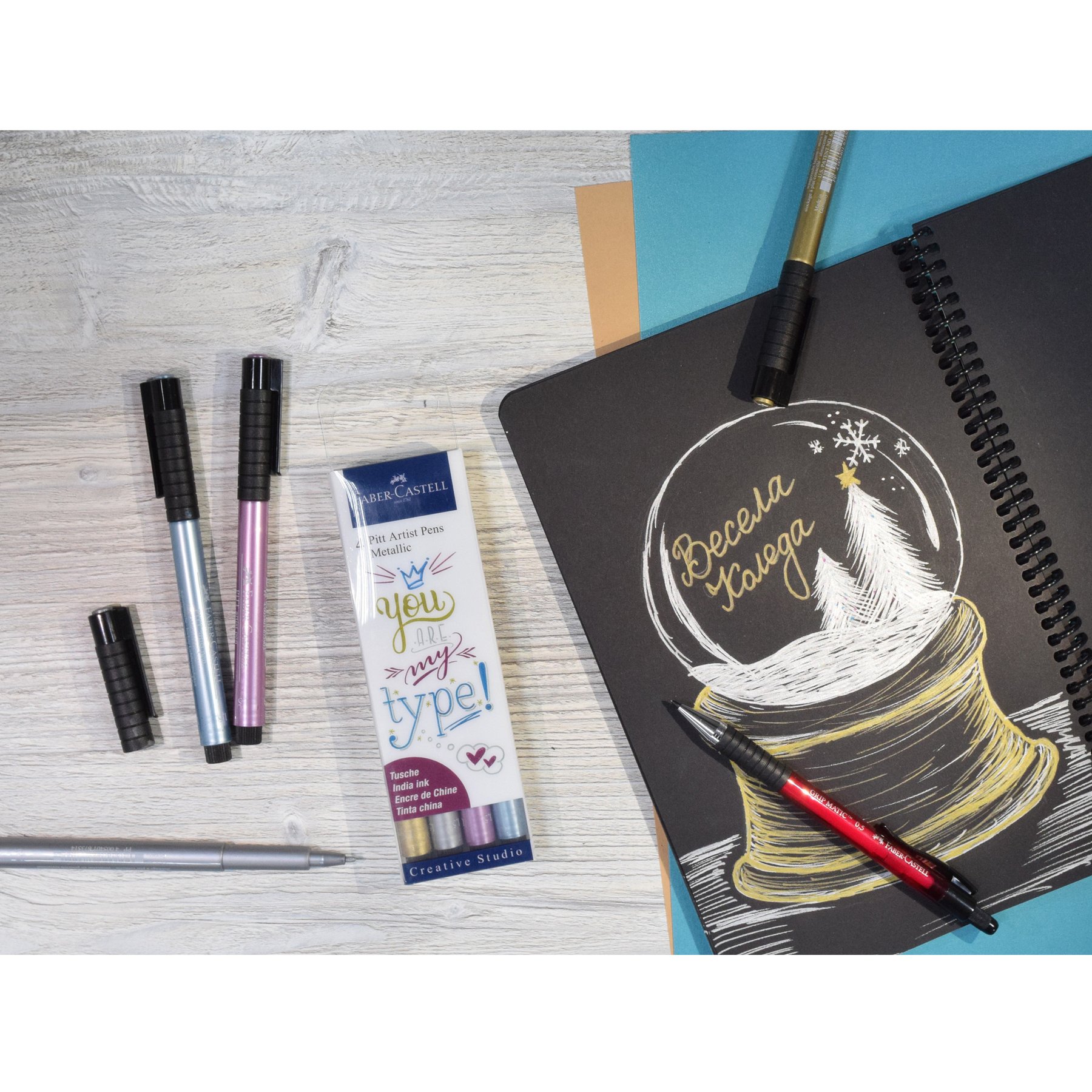Faber-Castell Маркер Pitt Artist, Creative Studio, металик, 4 цвята - Image 6