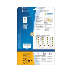 Herma Самозалепващи етикети, A4, 210 х 297 mm, оранжеви, 20 листа