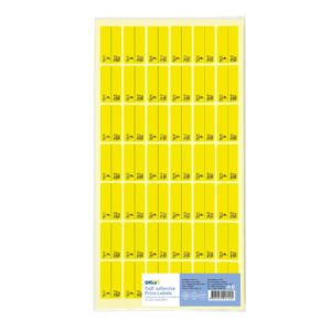 Office 1 Самозалепващи се етикети за цени, 17 x 30 mm, жълти, лева и евро, 420 броя