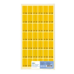 Office 1 Самозалепващи се етикети за цени, 17 x 30 mm, оранжеви, лева и евро, 420 броя