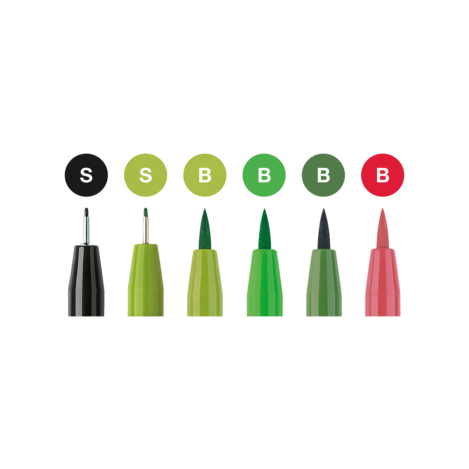 Faber-Castell Маркер Pitt Artist, комплект за калиграфия, 6 цвята, зелени - Image 3