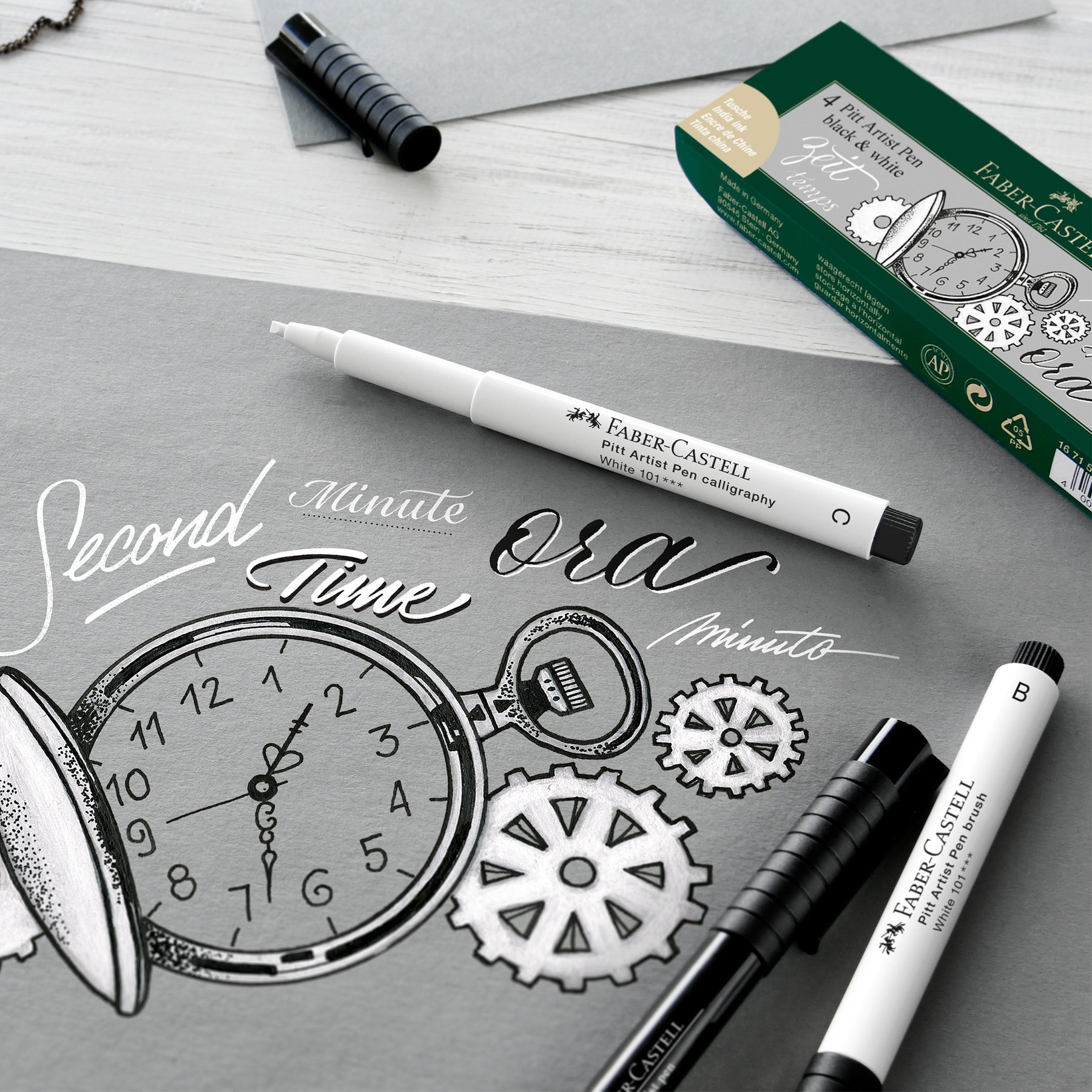 Faber-Castell Маркер Pitt Artist, със скосен връх, бял - Image 4