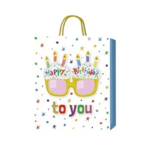 Подаръчна торбичка Happy Birthday, кексчета, 3D, 26 х 32 х 10 cm