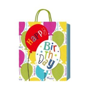 Подаръчна торбичка Happy Birthday, балони, 3D, 26 х 32 х 10 cm