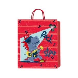 Подаръчна торбичка Динозавър, 3D, детска, 26 х 32 х 10 cm, червена