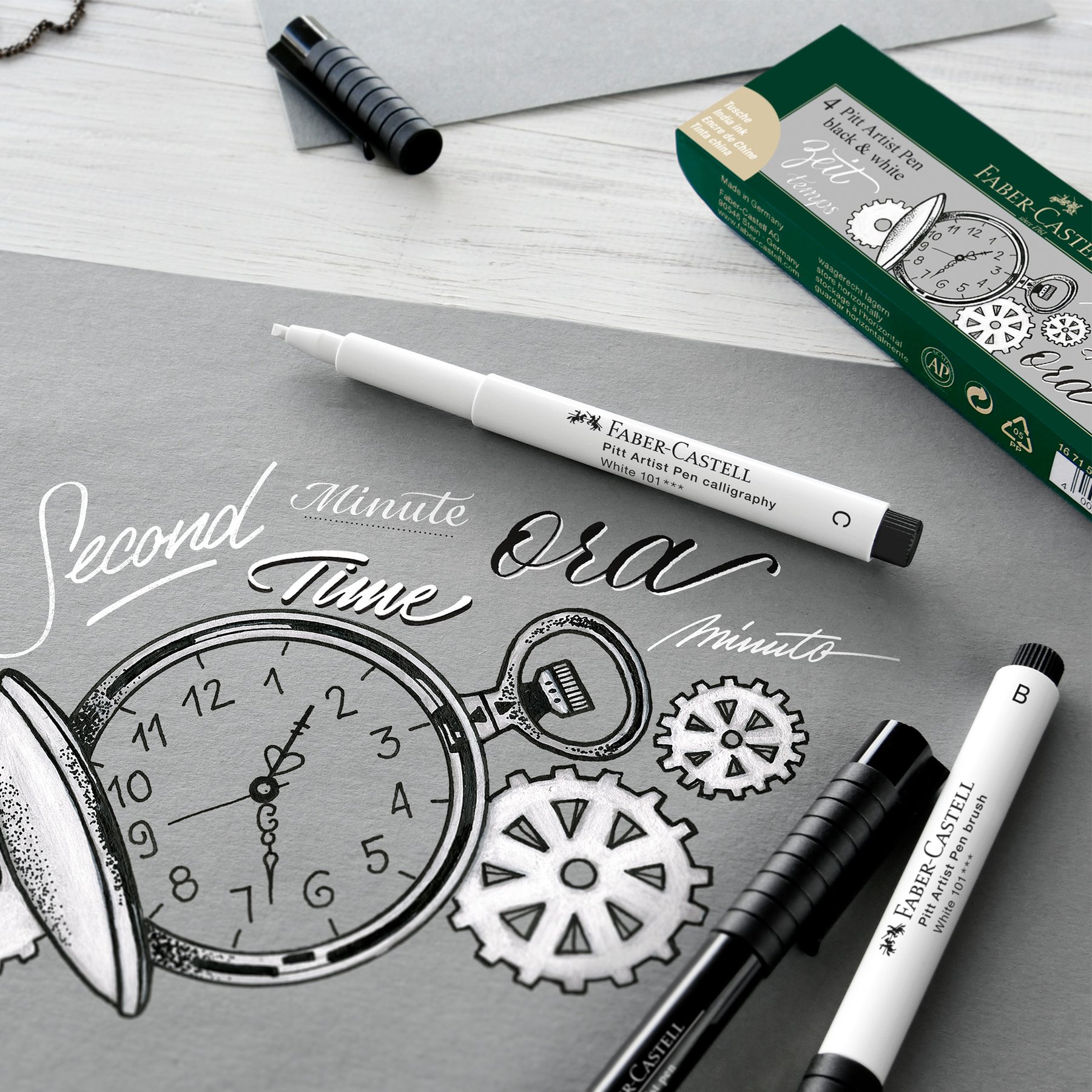 Faber-Castell Маркер-четка Pitt Artist, B, бял - Image 4