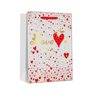 Подаръчна торбичка Love, 26 х 32 х 12 cm, бяла