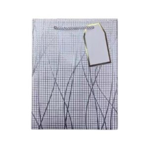 Подаръчна торбичка, вълни, 26 х 32 х 10 cm, сребриста