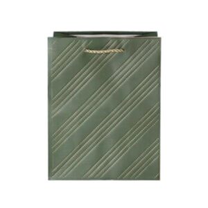 Подаръчна торбичка, имитация на шев, 18 х 23 х 10 cm, зелена