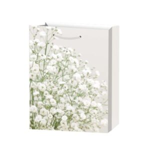 Подаръчна торбичка, цветя, 26 х 32 х 10 cm, бяла