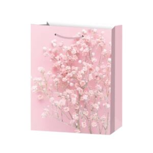 Подаръчна торбичка, цветя, 26 х 32 х 10 cm, розова