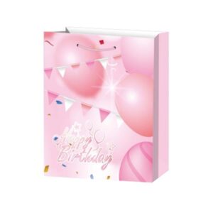 Подаръчна торбичка Happy Birthday, 26 х 32 х 10 cm, розова