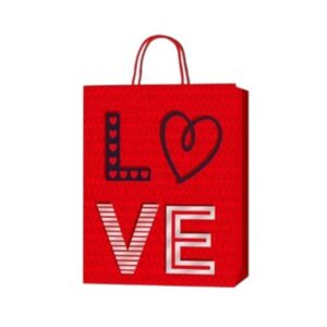 Подаръчна торбичка Love, 18 х 23 х 8 cm, червена