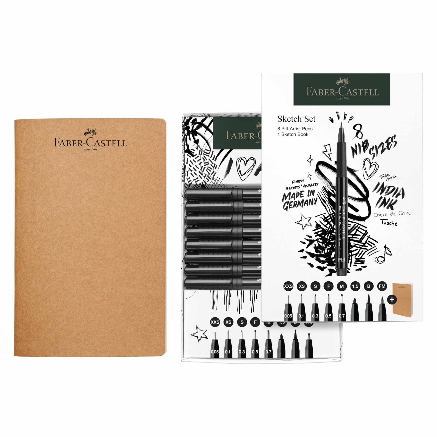 Faber-Castell Маркери Pitt Artist, 8 броя, с включен скицник - Image 2