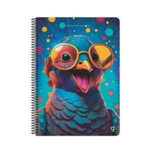 Gipta Тетрадка Smile, A4, бяла хартия, широки редове, PP корица, със спирала, 80 листа