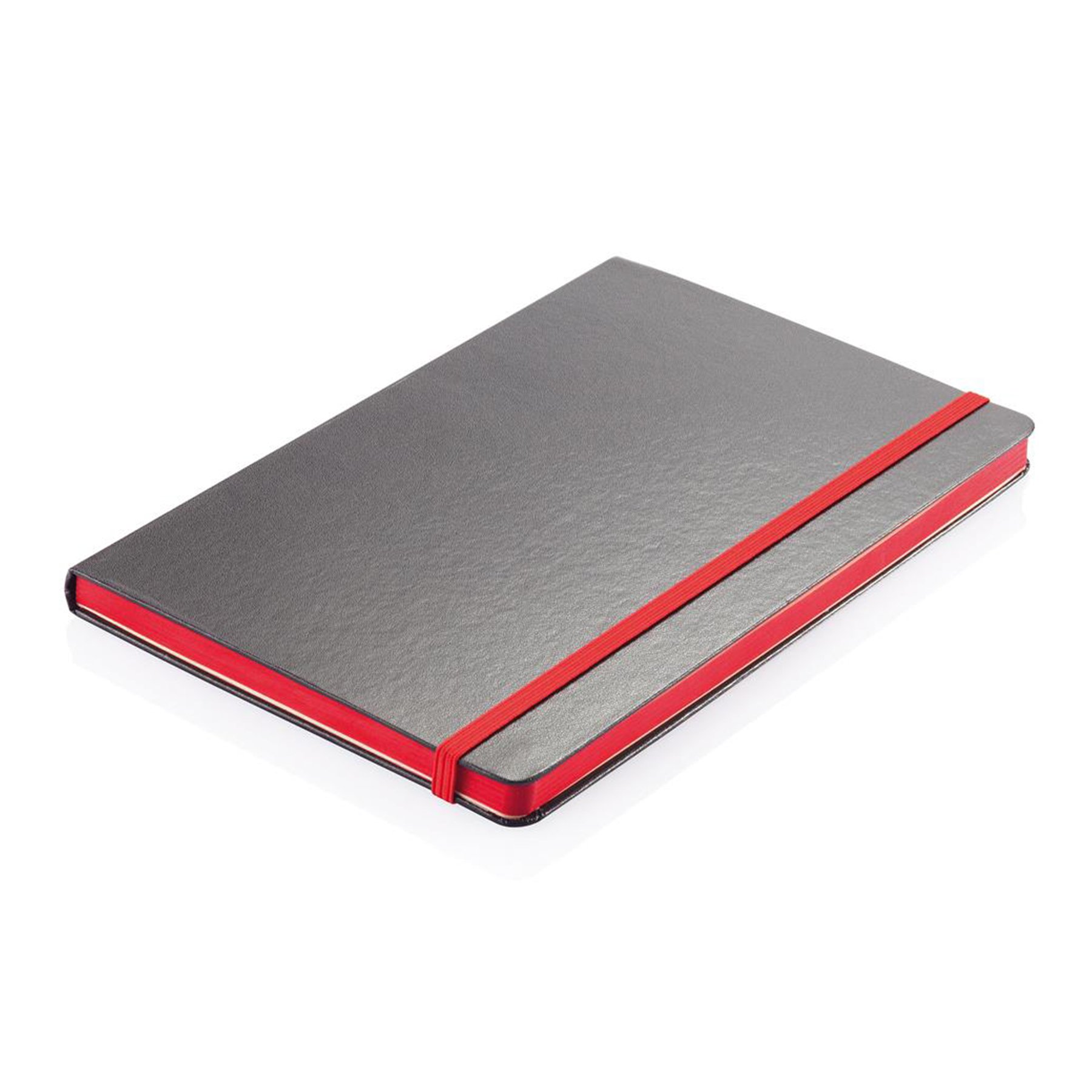 XD Тефтер Deluxe, А5, 80 листа, офсетова хартия, с червен ластик, черен - Image 2