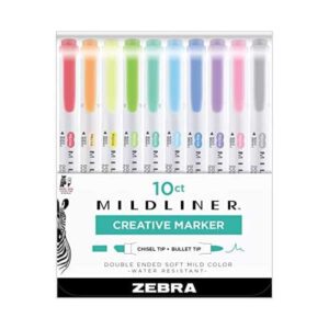 Zebra Текст маркер Mildliner 10PK, двоен, 10 цвята