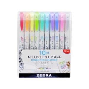Zebra Маркер-четка Mildliner Brush&Marker Fluorescent, 10 цвята