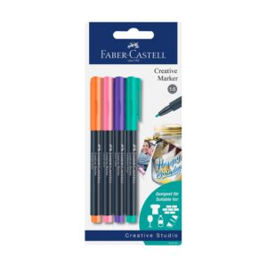 Faber-Castell Маркер Creative, объл, 4 цвята, в блистер