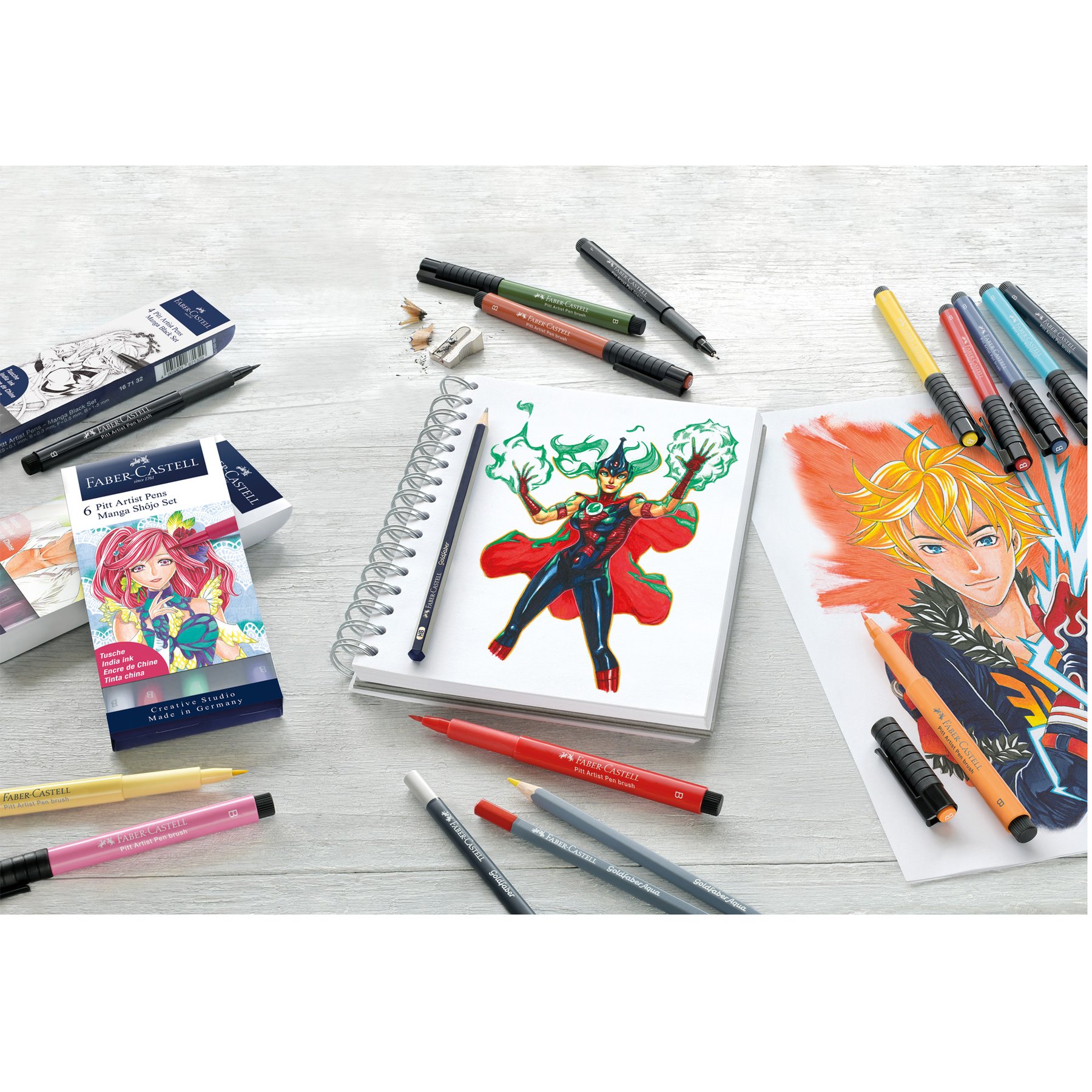 Faber-Castell Тънкописец Pitt Artist Pen, Drawing Manga, 4 броя (XS, F, S, B) - Image 2