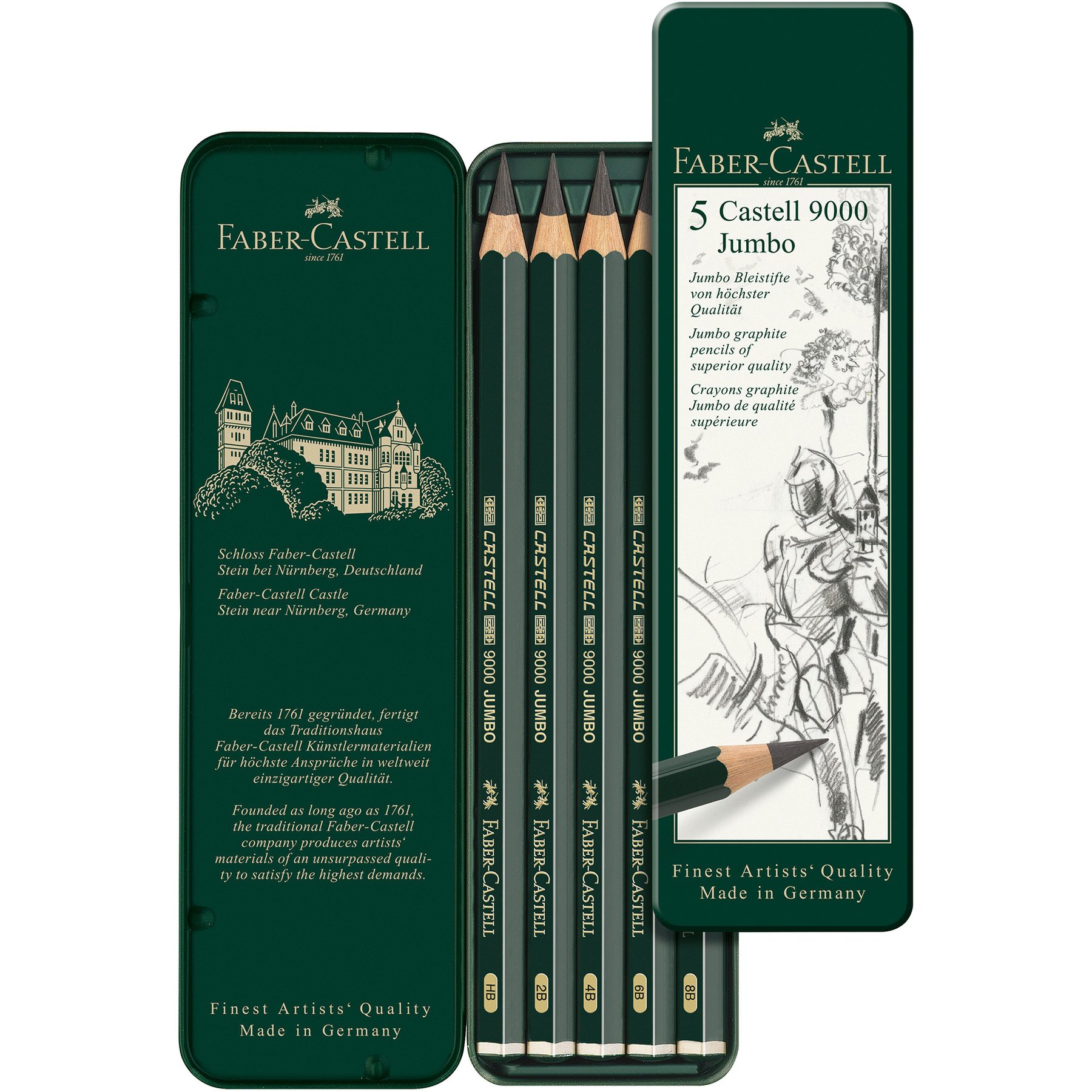 Faber-Castell Молив Castell 9000, Jumbo, чернографитен, 5 броя - Image 2