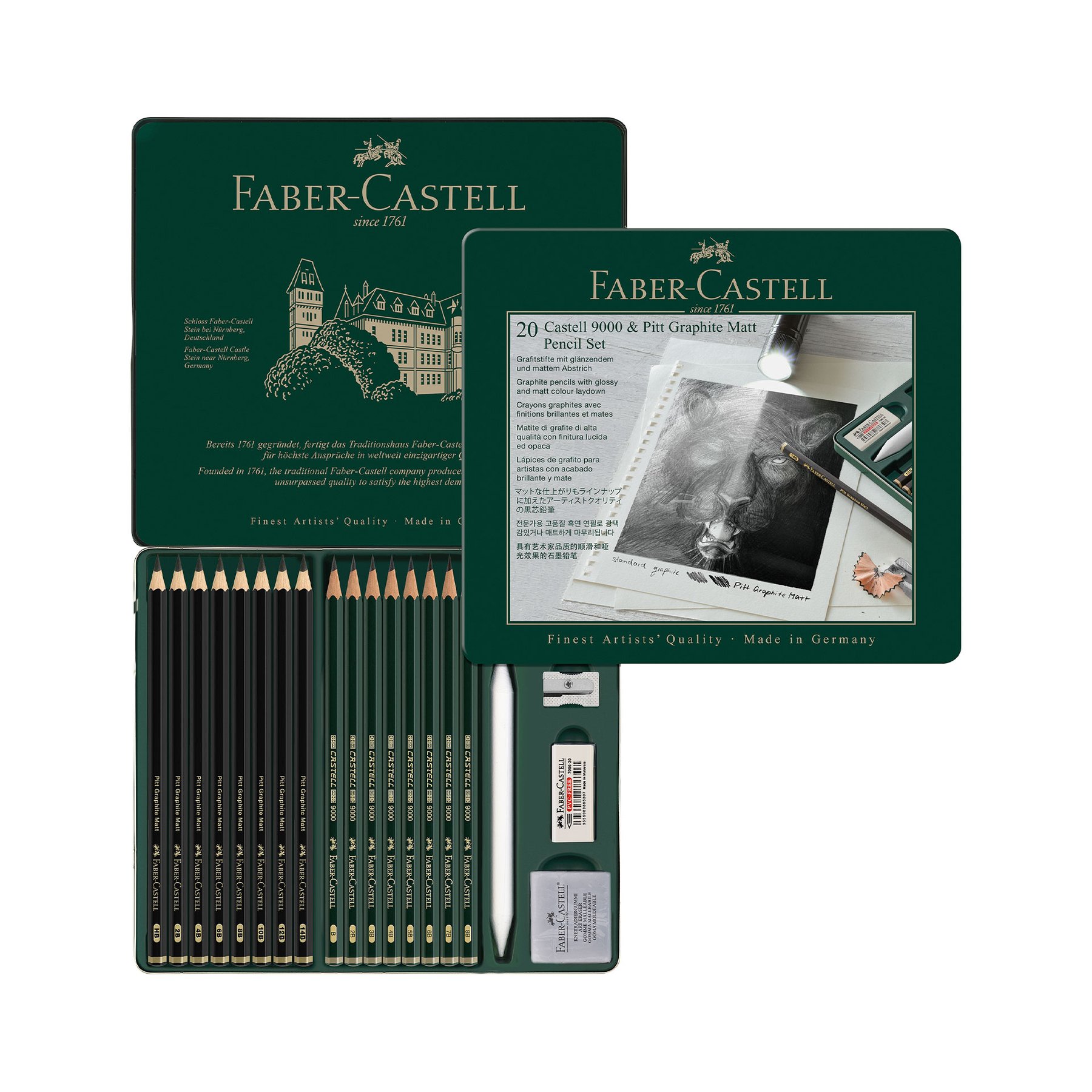 Faber-Castell Молив Pitt Graphite Matt&Castell 9000, чернографитен, различни твърдости, 20 броя - Image 2