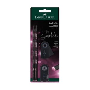 Faber-Castell Молив Sparkle Midnight, 2 броя, с гума и острилка, в блистер, розов