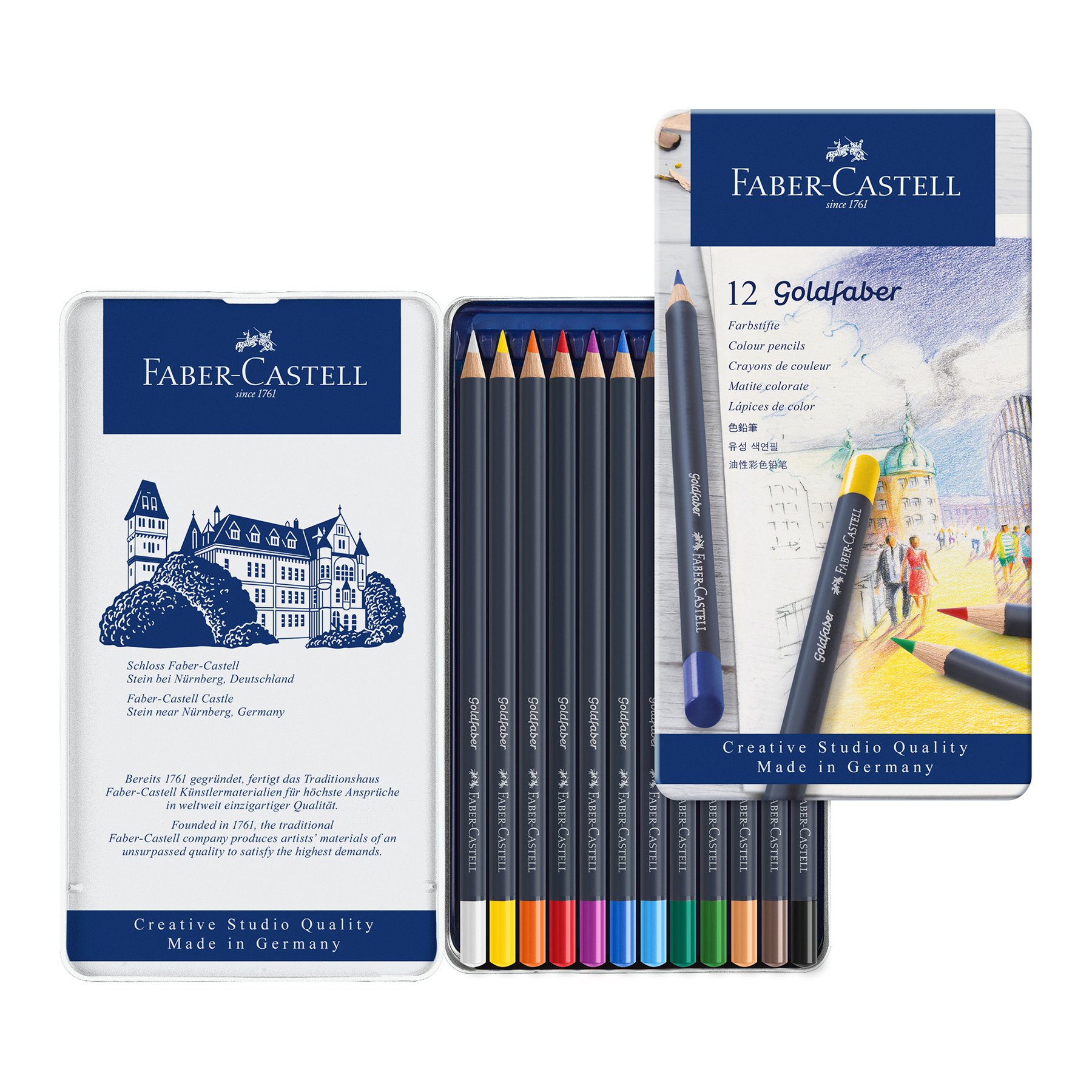 Faber-Castell Цветни моливи Goldfaber, 12 цвята, в метална кутия - Image 6