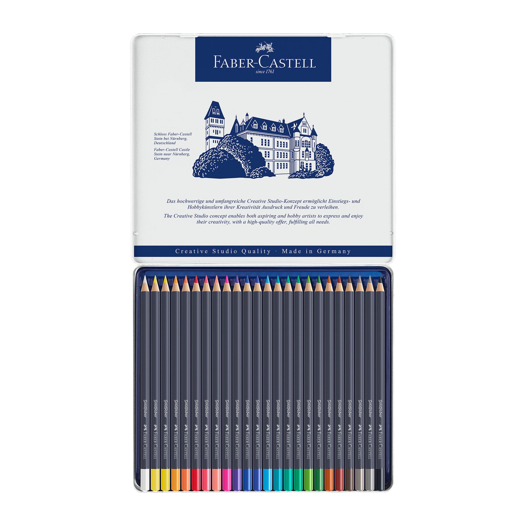 Faber-Castell Цветни моливи Goldfaber, 24 цвята, в метална кутия - Image 2