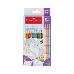 Faber-Castell Цветни моливи Grip 2001, 10 стандартни и 3 блестящи цвята