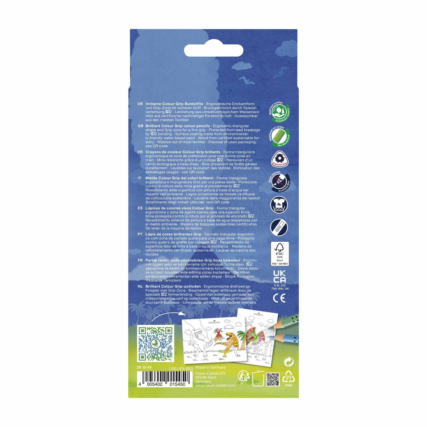 Faber-Castell Цветни моливи Grip 2001 - Динозавър, 10 стандартни и 3 металикови цвята - Image 2