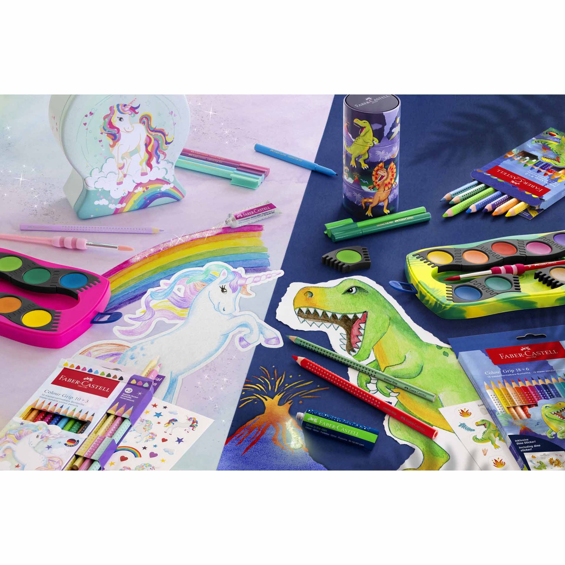 Faber-Castell Цветни моливи Grip 2001 - Динозавър, 18 стандартни, 3 неонови и 3 металикови цвята - Image 3