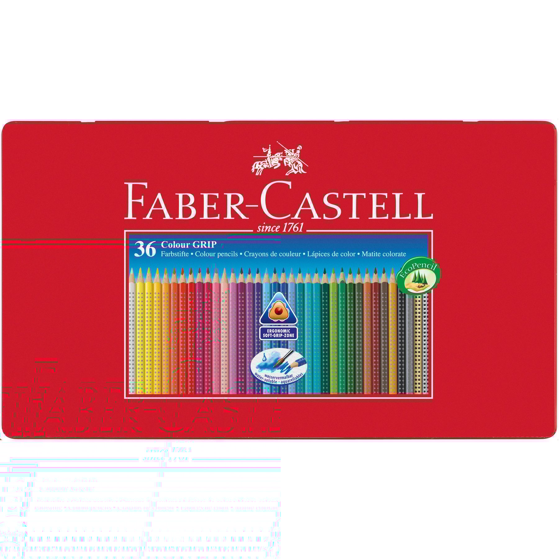 Faber-Castell Моливи Grip 2001, 36 цвята, в метална кутия
