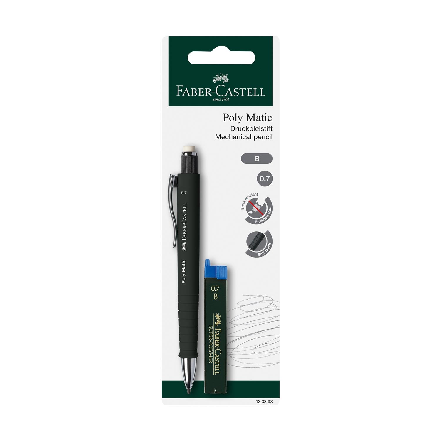 Faber-Castell Автоматичен молив Poly Matic, 0.7 mm, с включени графити, асорти