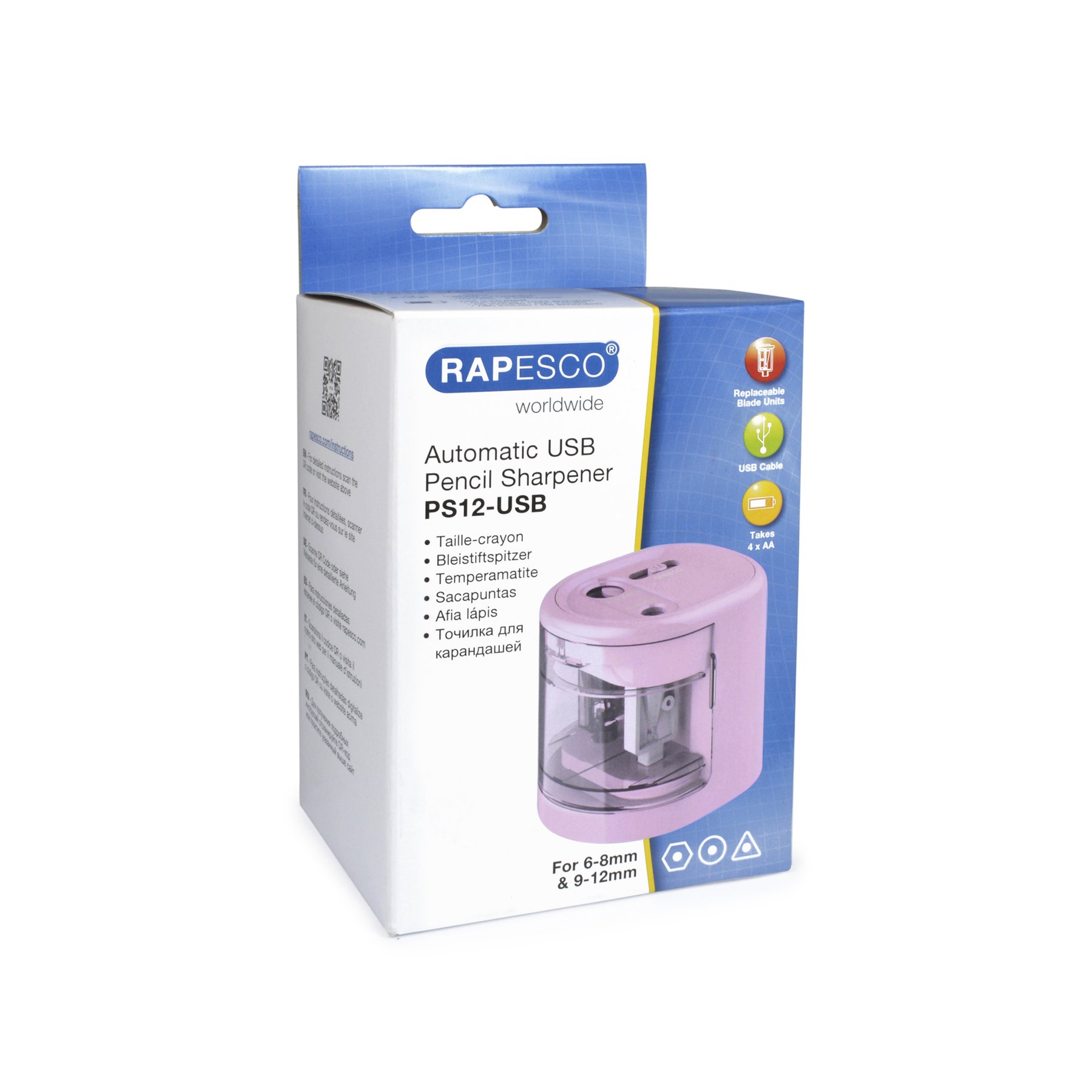 Rapesco Острилка PS12, електрическа, с USB, розова - Image 2