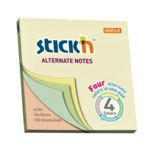 Stick&apos;n Самозалепващи листчета Alternate, 76 x 76 mm, пастелни, 100 листа